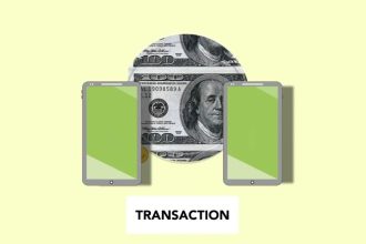 Ilustração isométrica de transferência de dinheiro entre celulares, representando pagamentos digitais.